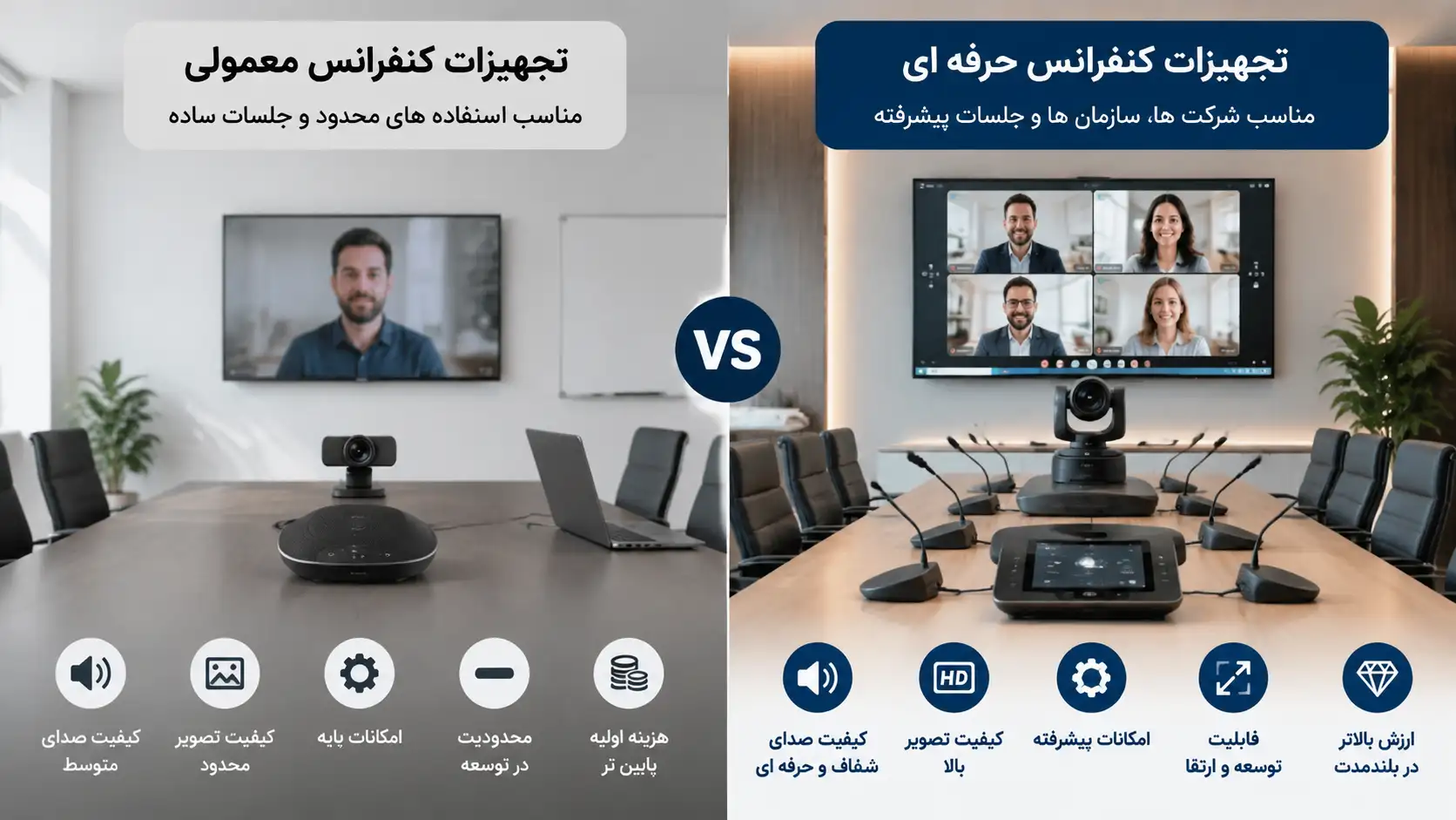 تفاوت تجهیزات کنفرانس معمولی و حرفه ای